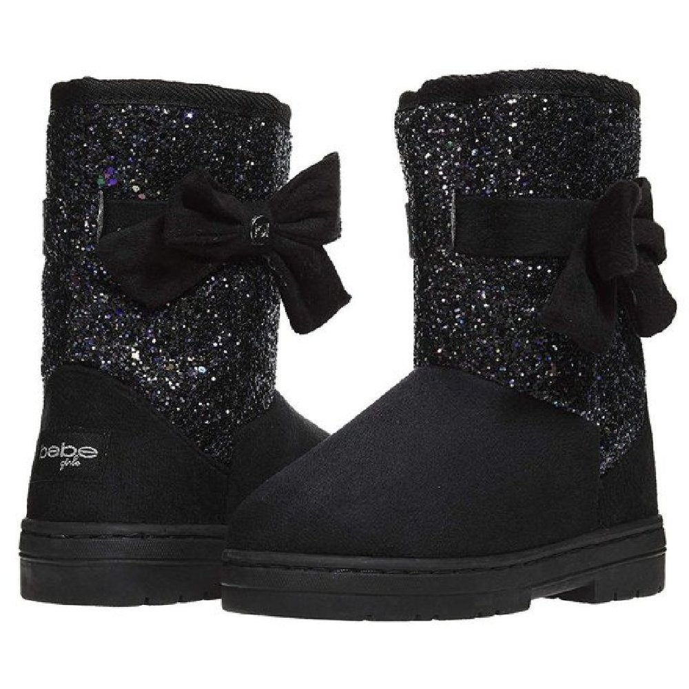 bebe Girls Glitter Winter Boots | Size 5 Toddler | Bow | Warm & Cozy | NIB